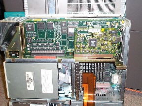 A single channel card installed in an Indigo2, underneath a 10/100 card